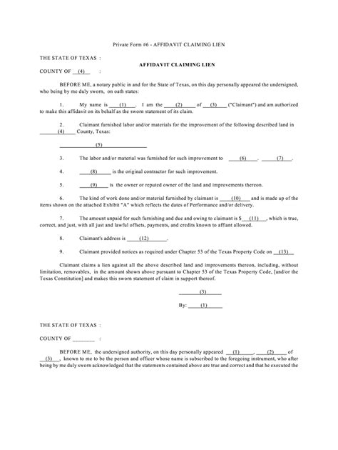 Affidavit Of Lien Texas Fill Out Sign Online DocHub