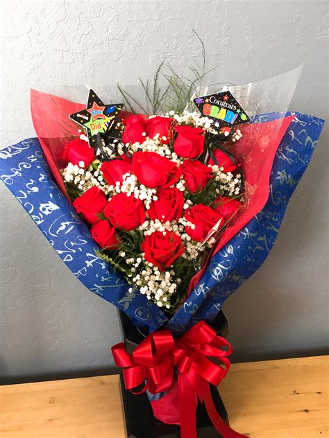 Red Rose Congratulatory Wrapped Bouquet In San Jose Ca La Floriya