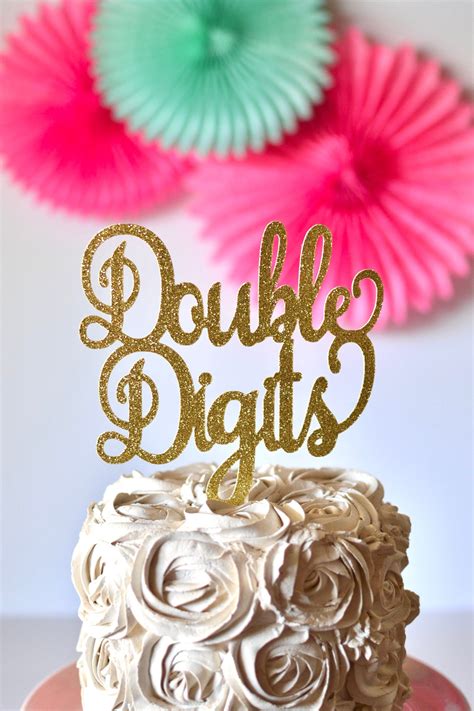 Glitter Double Digits Ten Cake Topper Th Etsy Happy Th Birthday