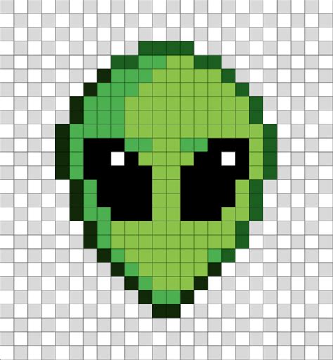 Alien Pixel Art Cross Stitch Green Weird Funny Grid Voxel Beads Pattern