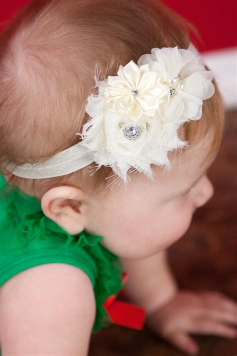 Ivory Baby Headband Newborn Girl Fancy Satin Fabric