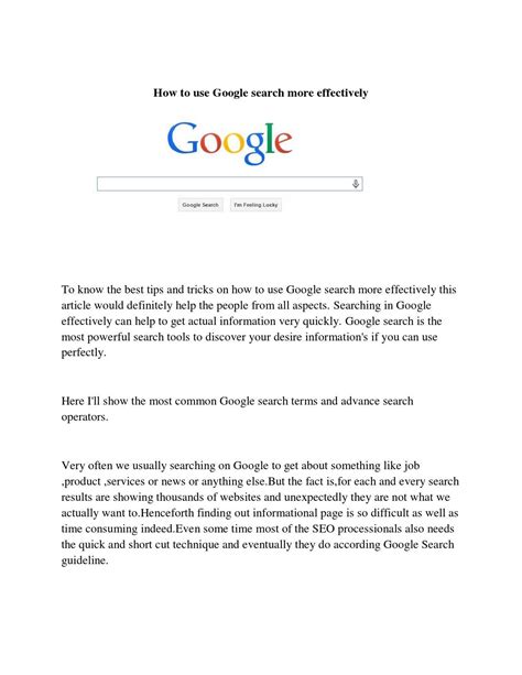 How to use Google search more effectively-Google search tips | Use google, Google search, Being used