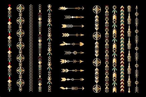 Premium Vector Set Of Gold Arrow Tribal Elements Collection