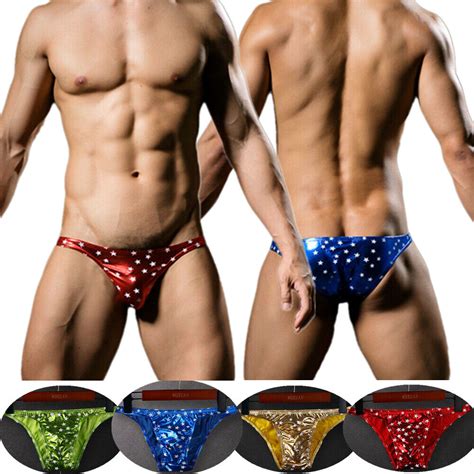 Mens Sexy Shiny Boxer Brief Breathable Underwear Thongs Homme Elastic