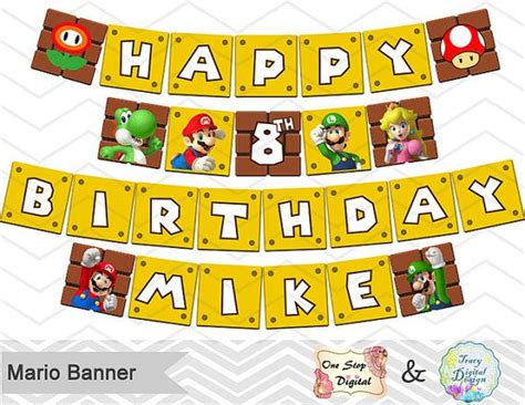 Imprimibles Super Banner De Mario Super Mario Birthday Party Banner