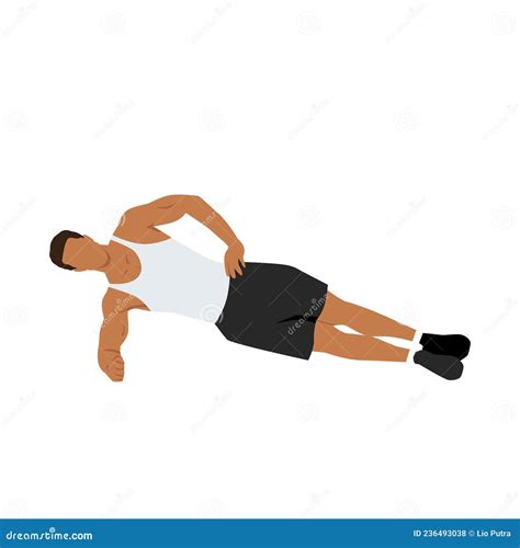 Man Doing Side Plank Abdominals Exercise Flat Vector Royalty Free