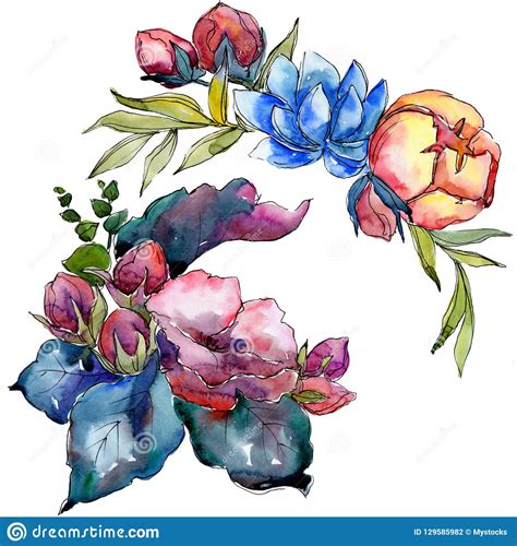 Watercolor Colorful Bouquet Flower Floral Botanical Flower Isolated
