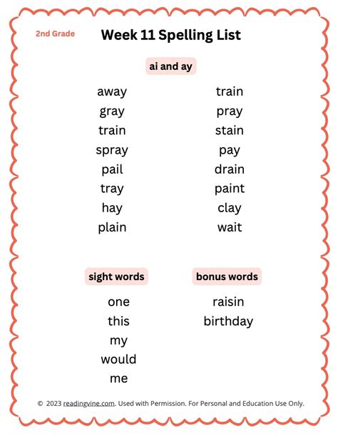 2nd Grade Spelling Words Full 31 Week Curriculum