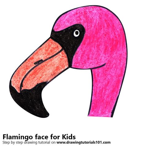 Learn How To Draw A Flamingo Face For Kids Animal Faces For Kids Step