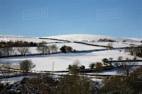 South Yorkshire England The Countryside Covered In Snow Stock Photo