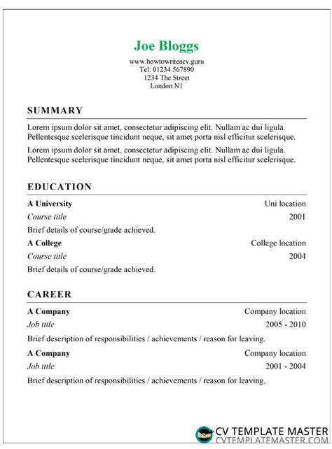 See good cv format examples and templates. Cv simple | Janime