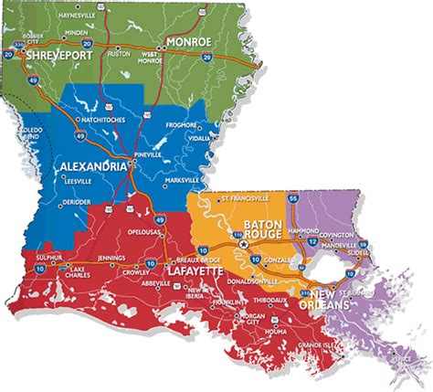 Louisiana Map With Towns And Cities
