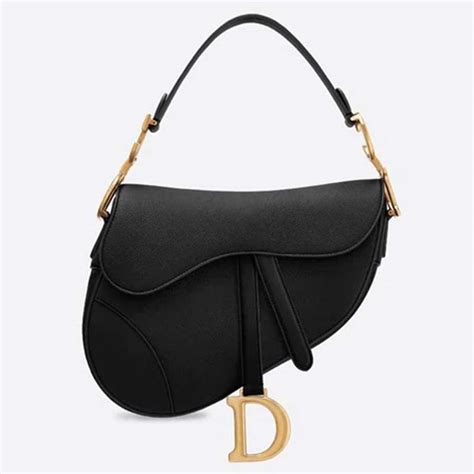 Dior Women Saddle Bag In Black Embossed Grained Calfskin Lulux