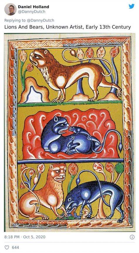 Boar represents courage, the fox cunning and resourcefulness, and the deer peaceful valiant defender of treasure; Medieval Animals Paintings (17 pics)