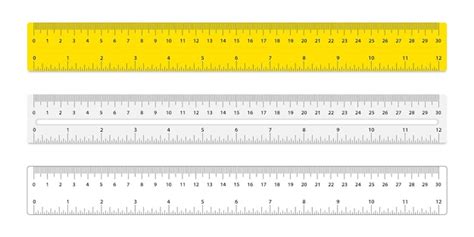 Premium Vector Set Of Three Rulers Rulers With Inches And