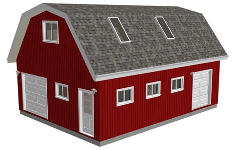 G551 24 X 32 X 10 Gambrel Barn Plans With Loft In Pdf And Dwg