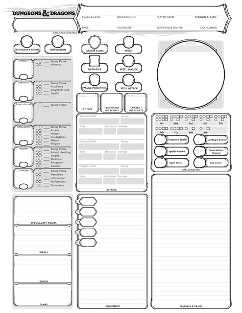 D D Character Sheet Form Fillable Change Font Printable Forms Free Online