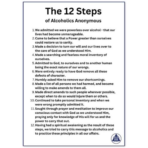 Aa 12 Steps Print Etsy