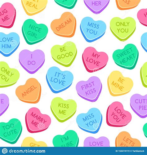 Sweet Heart Candies Pattern Colorful Valentines Hearts Love