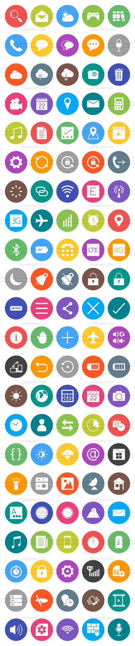 110 Mobile Apps Flat Round Icons Iconbunny