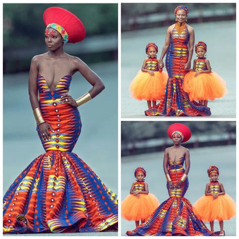 african-print-mermaid-dress-styles-with-headwrap-red-zulu-isicholo-hat-clipkulture