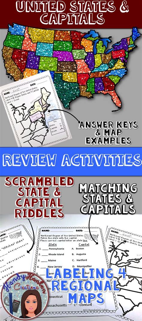 United States And Capitals Review Activities For Your Elementary