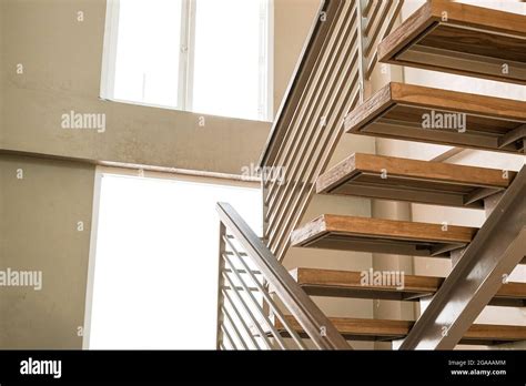 Industrial Style Staircase With Wooden Stock Photo Alamy