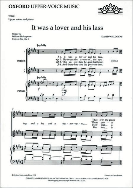 It Was A Lover And His Lass By David Willcocks Vocal Score Sheet Music For Ssa Choir And Piano
