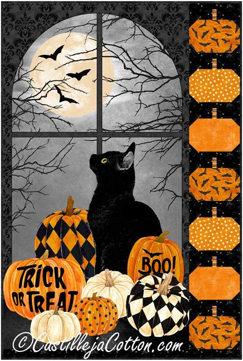 Black Cat And Pumpkins Wall Hanging Pattern Cjc 55071 In 2021 The
