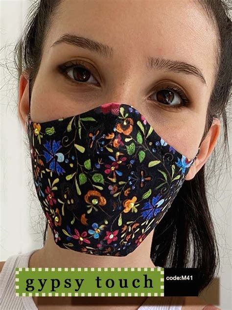 Ipng Design Fashion Face Mask Gypsy Touch Floral Black Beads