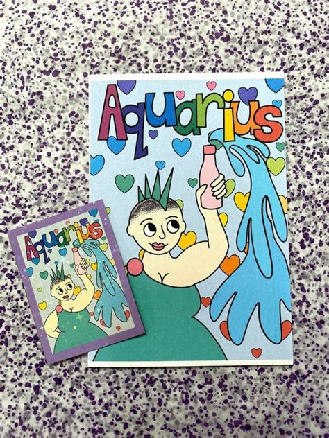 Aquarius Birthday Card Zodiac Greetings Card A6 Star Sign Etsy