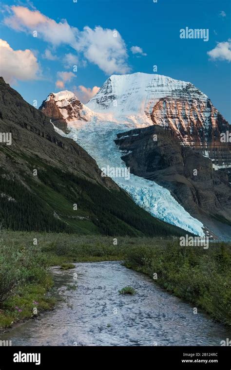 Robson River And Mount Robson In Mount Robson Provincial Park British