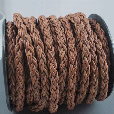 8mm Leather Braided Cord 8mm Brown Bolo Leather Basket Weave Etsy
