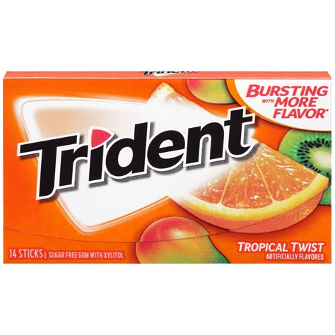 Trident Tropical Twist Sugar Free Gum 14 Piece Pack