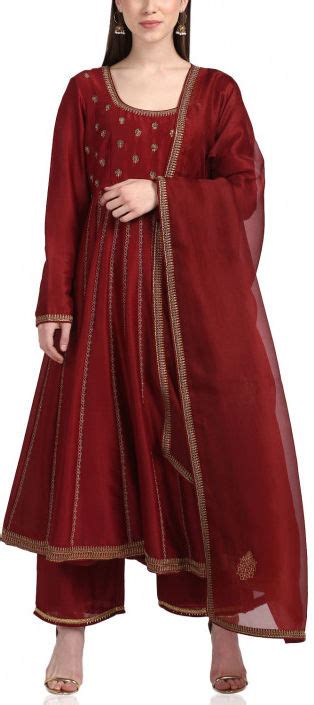 Party Wear Reception Red And Maroon Color Chanderi Silk Fabric Salwar