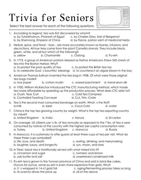 Free Printable Trivia For Senior Citizens Printable Templates