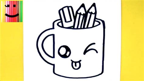 Pour vous abonner à ma. COMMENT DESSINER TASSE CRAYONS KAWAII - DESSIN KAWAII ET ...