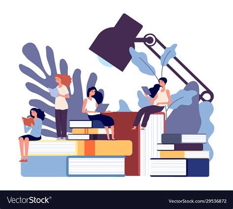 Woman Education Women Learning Books Female Vector Image