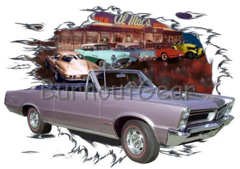 1965 Lavender Pontiac Gto Convertible Hot Rod Diner T Shirt 65 Muscle