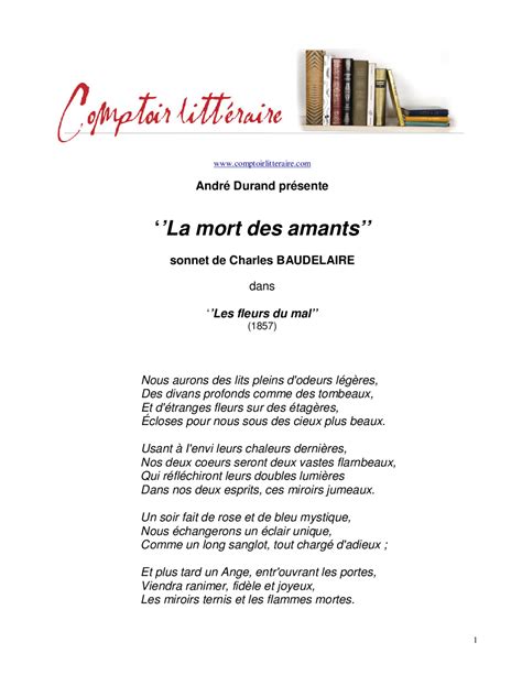 La Mort Des Amants Sonnet De Charles Baudelaire Docsity