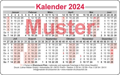 Kalender 2024 Im Scheckkartenformat Standardmotiv 01090