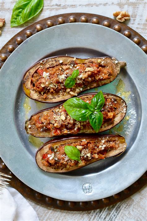 Prepare only enough eggplant for one blanching round at a time, as it will go brown otherwise. Italian Eggplant with Walnut Stuffing - Ciao Chow Bambina