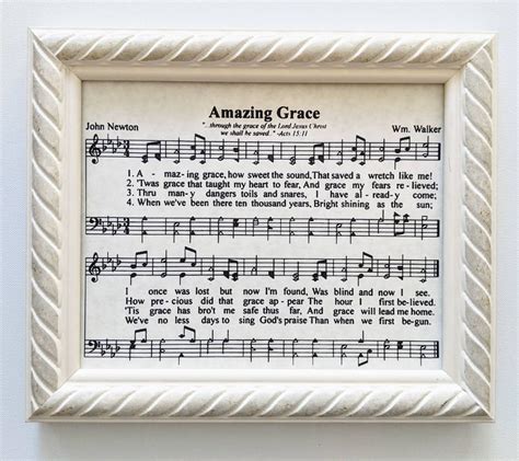 Amazing Grace Hymn Lyrics Framed Wall Art Print Hymn Art Etsy