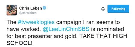 Chris Leben Is The Genius Behind Gold Logie Nominee Lee Lin Chin S Hilarious Twitter Account