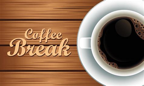 coffee break lettering with cup in wooden background 2528886 Vector Art 