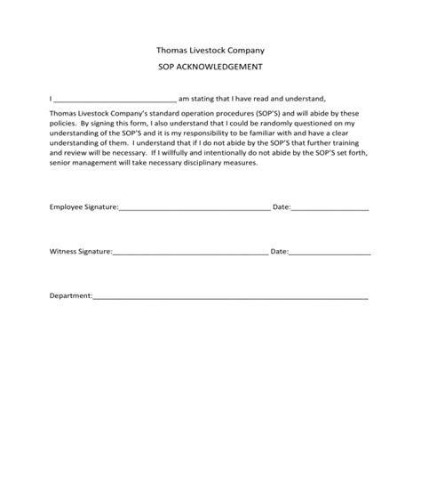 11 breaking employment contract legally. FREE 3+ SOP Acknowledgment Forms in PDF | MS Word