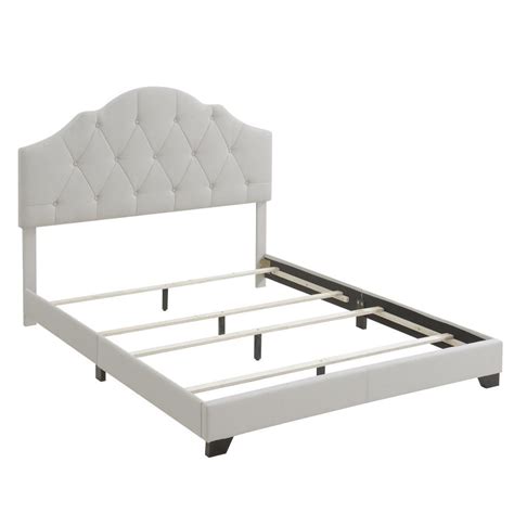 Homefare Upholstered Camelback King Bed In Linen Beige Beige King