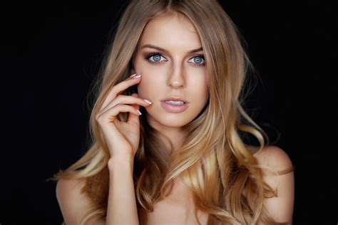 Dmitry Arhar Women Alena Filinkova Blonde Blue Eyes Portrait Looking At