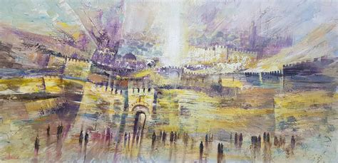 Abstract Jerusalem Painting Foggy Morning In Jerusalem By Alex Levin