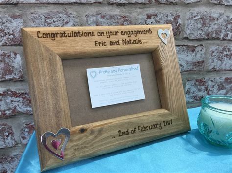 Personalised Wooden Photo Frame For Engagement Wedding Congratulations